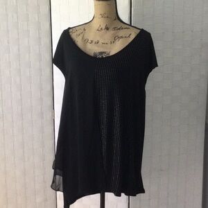 Lane Bryant Black and Sliver Dotted Blouse  #627